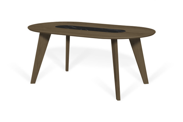 Lago Dining Table w/ Marble Insert - Walnut / Black Marquina 9500.614286