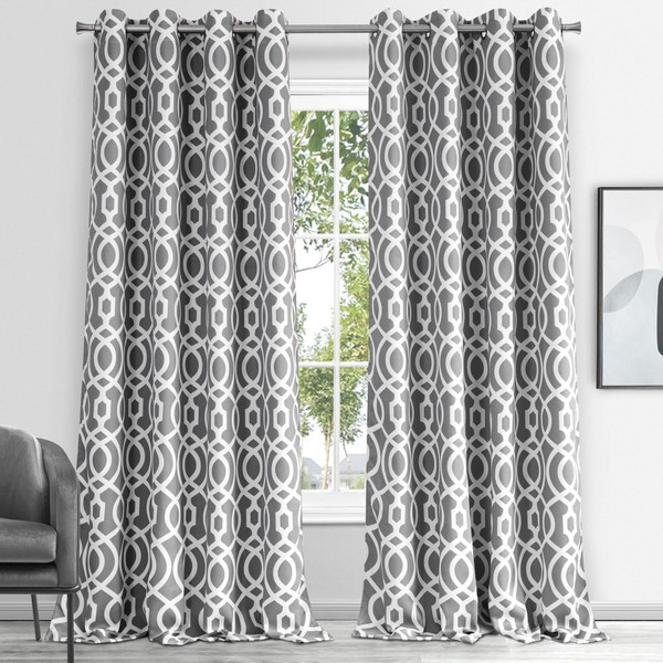 84" Gray Trellis Black Out Window Curtain Panel (473332)