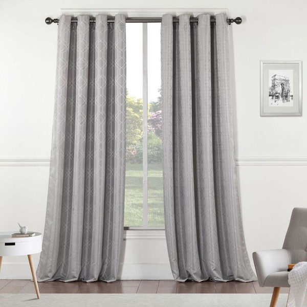 84" Silver Linework Textured Window Curtain Panel (473343)