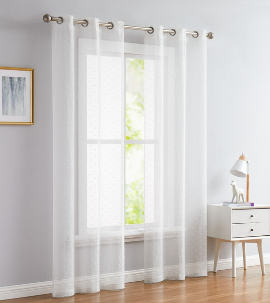 96" White Sprinkled Embellishment Window Curtain Panel (473361)
