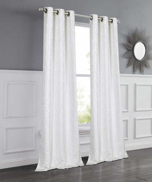 Set Of Two 84" White Textured Window Curtain Panels (473433)