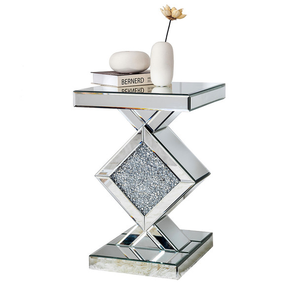 Diamond Silver Mirrored Side Table (475887)