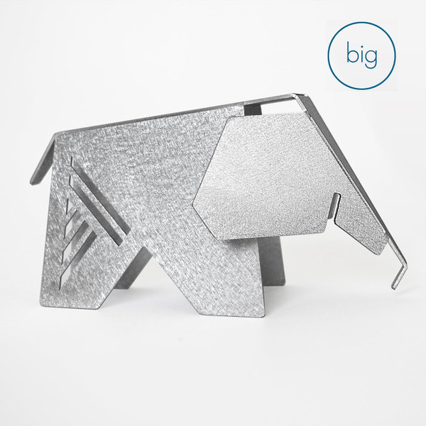 Aluminum 6" Elephant Origami Geometric Sculpture (476418)