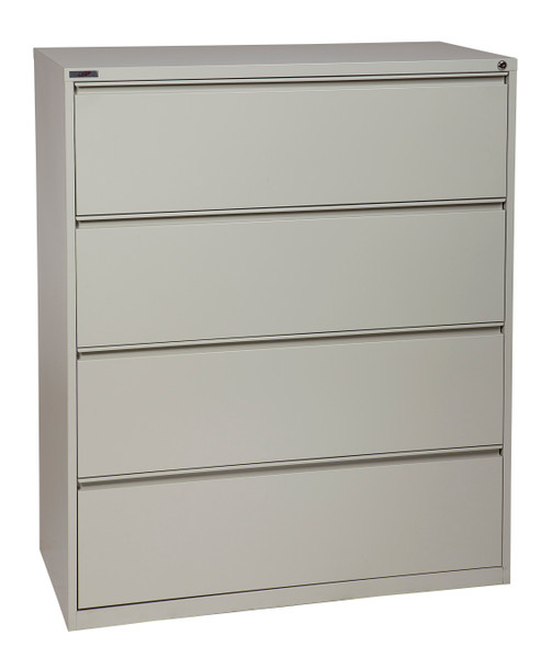 42" Wide 4 Drawer Lateral File With Core-Removeable Lock & Adjustable Glides - Light Grey (LF442-G)