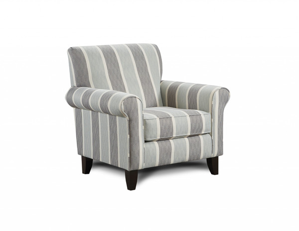 Classic Gray And Blue Stripe Comfy Armchair (390048)