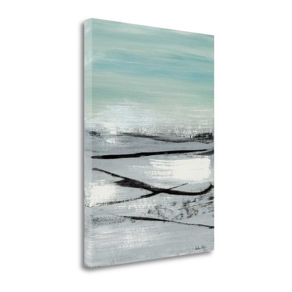 21" Blue Abstract Beach Painting Giclee Print On Gallery Wrap Canvas Wall Art (426976)