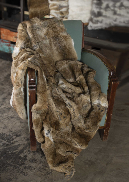 2" X 50" X 60" 100% Natural Rabbit Fur Hazelnut Throw Blanket (358169)