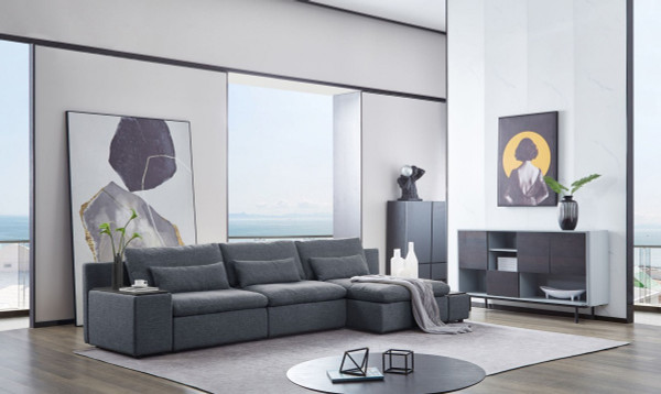 Modern Chic Gray Fabric Modular Sectional Sofa With Storage (473581)