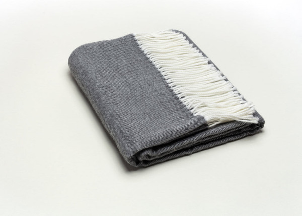 Dark Gray Soft Acrylic Herringbone Throw Blanket (475723)