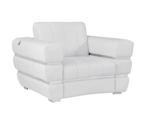 Winter White Stripe Top Grade Italian Leather Chair (476505)