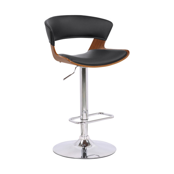 Black Faux Leather Adjustable Swivel Wooden Bar Stool (476855)