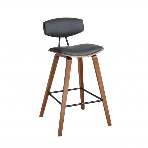 26" Gray Faux Leather Mid Century Modern Bar Stool (477092)