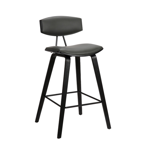 26" Gray Faux Leather Mid Century Modern Bar Stool (477093)