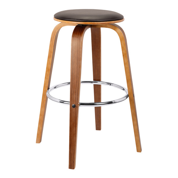 30" Brown Faux Leather Backless Modern Swivel Bar Stool (477201)