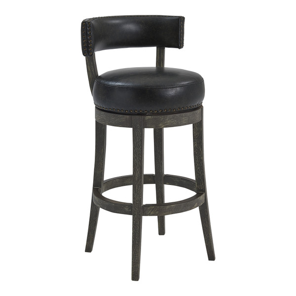 26" Brown Onyx Faux Leather Swivel Wood Counter Stool (477289)