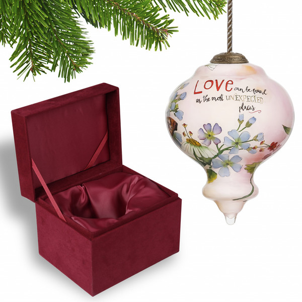 Floral Love Can Be Found In The Most Unexpected Places Hand Painted Mouth Blown Glass Ornament (477492)