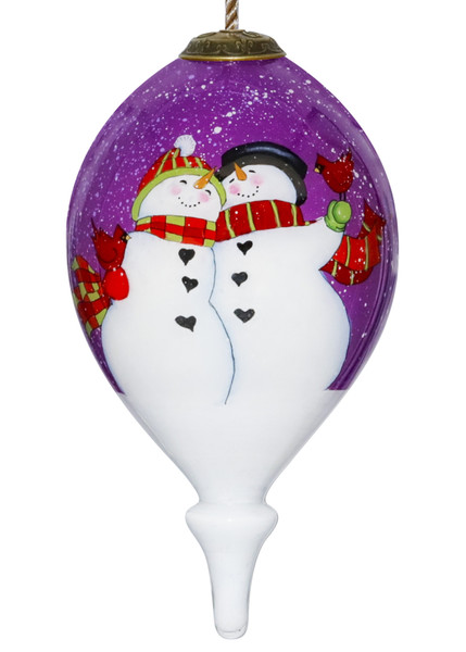 Amore Snowmen Hand Painted Mouth Blown Glass Ornament (477528)