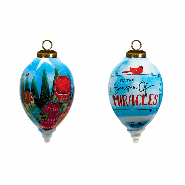 Season Of Miracles Wordings Snowman Hand Painted Mouth Blown Glass Ornament (477558)