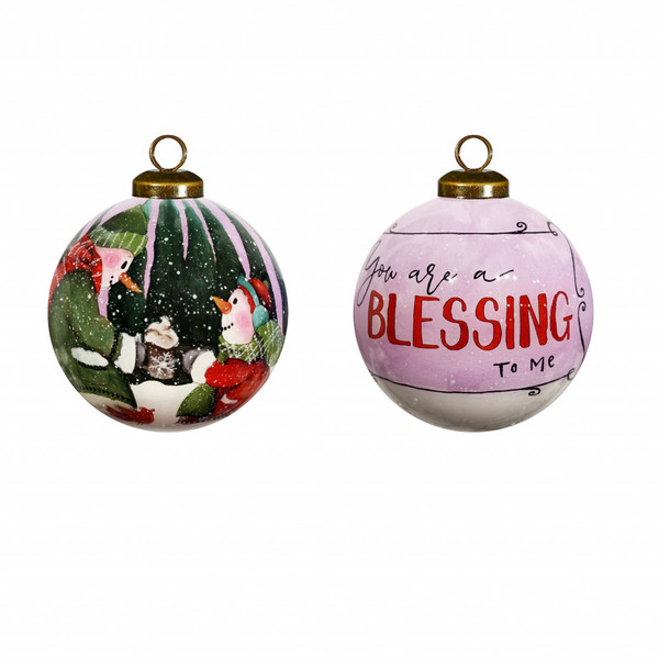 Snowman You Are A Blessing To Me Hand Painted Mouth Blown Glass Ornament (477559)