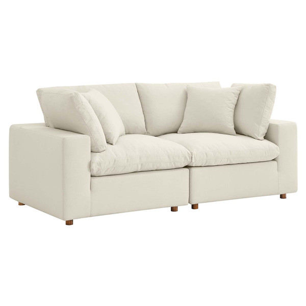 Commix Down Filled Overstuffed 2 Piece Sectional Sofa Set - Light Beige EEI-3354-LBG