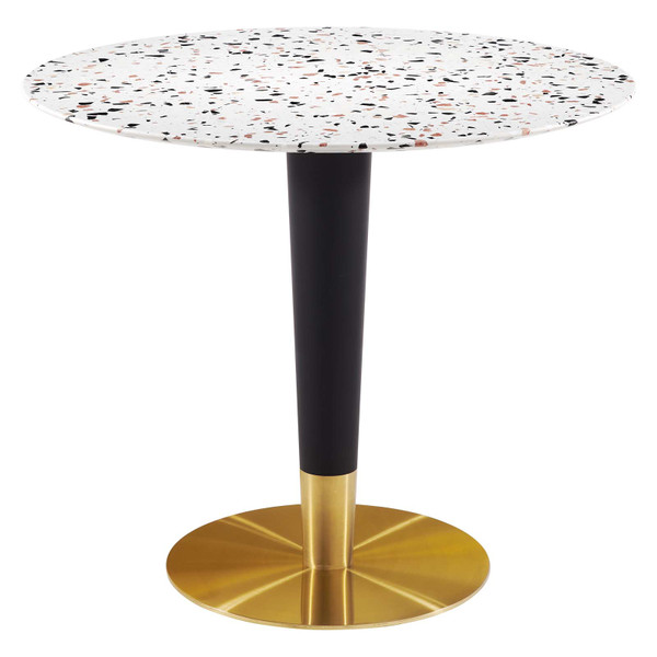 Zinque 36" Round Terrazzo Dining Table - Gold White EEI-5718-GLD-WHI