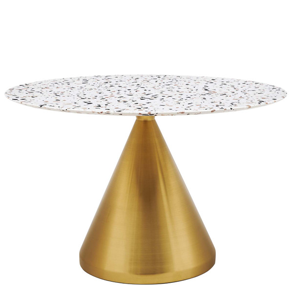 Tupelo 47" Round Terrazzo Dining Table - Gold White EEI-5733-GLD-WHI