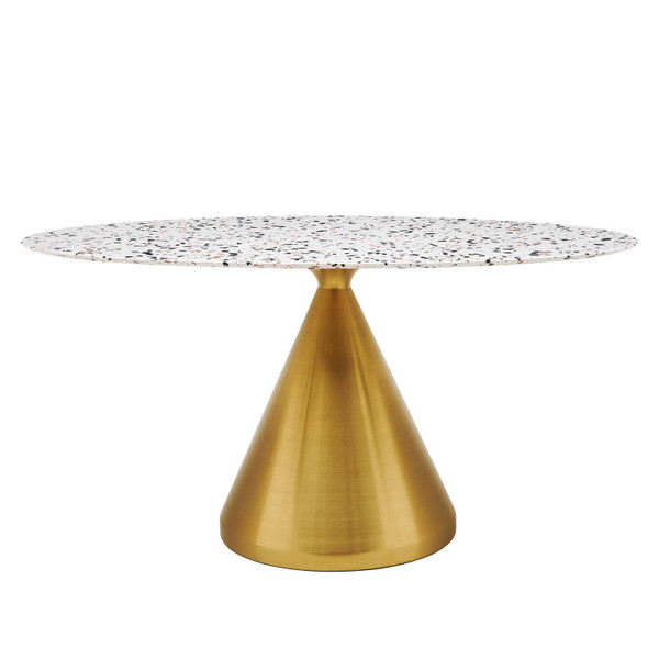 Tupelo 60" Oval Terrazzo Dining Table - Gold White EEI-5739-GLD-WHI