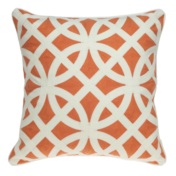 20" X 0.5" X 20" Transitional Orange And White Pillow Cover (333975)