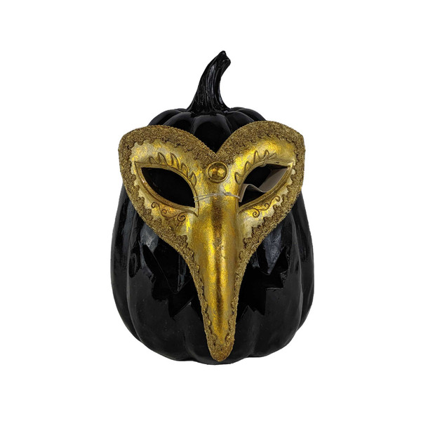 13" Led Gold Mask On Black Jack-O-Lantern (476299)