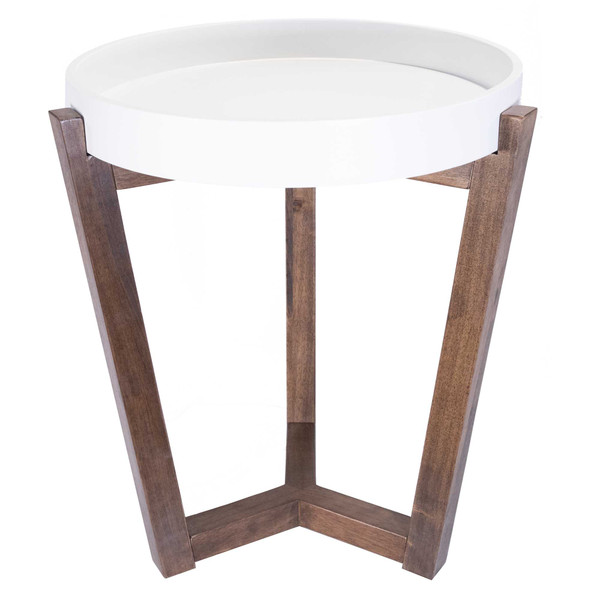 20" X 16" X 16" White & Mocha Solid Wood Round Table (365100)