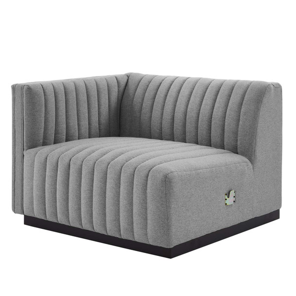 Conjure Channel Tufted Upholstered Fabric Left-Arm Chair - Black Light Gray EEI-5491-BLK-LGR