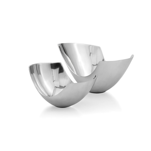 Set Of Two Mod Aluminum Scoop Centerpiece Bowls (480006)