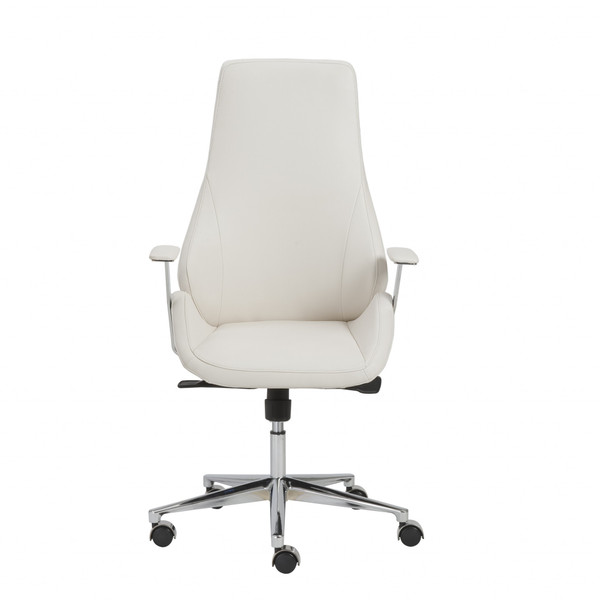 26.75" X 25.75" X 47.75" High Back Office Chair In White With Chromed Steel Base (370493)