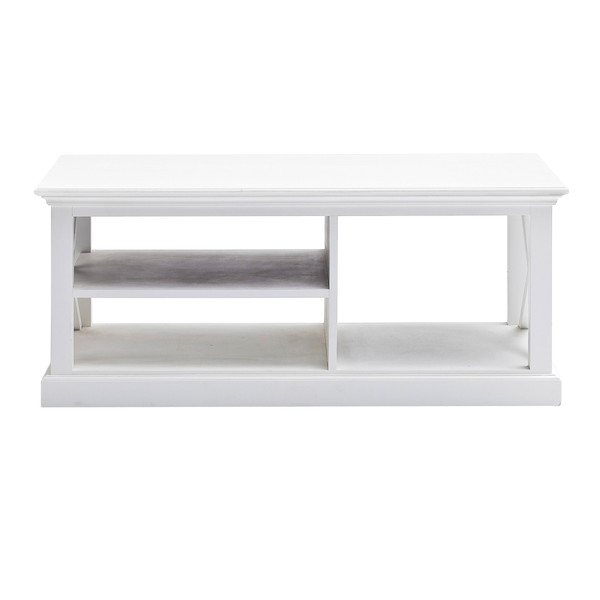 47" White Solid Wood Rectangular Coffee Table With Three Shelves (397396)
