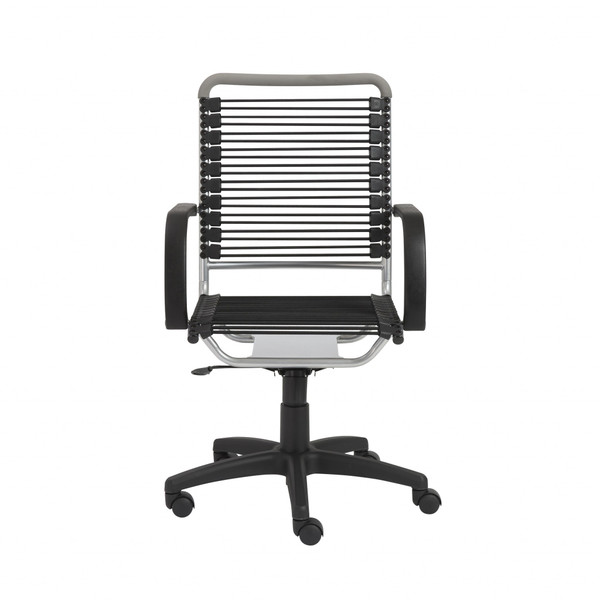 43" Chrome And Black Round Bungee High Back Office Chair (400769)