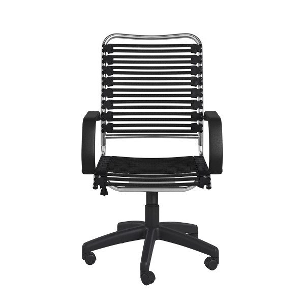 42" Black And Chrome Flat Bungee Cord High Back Office Chair (400780)