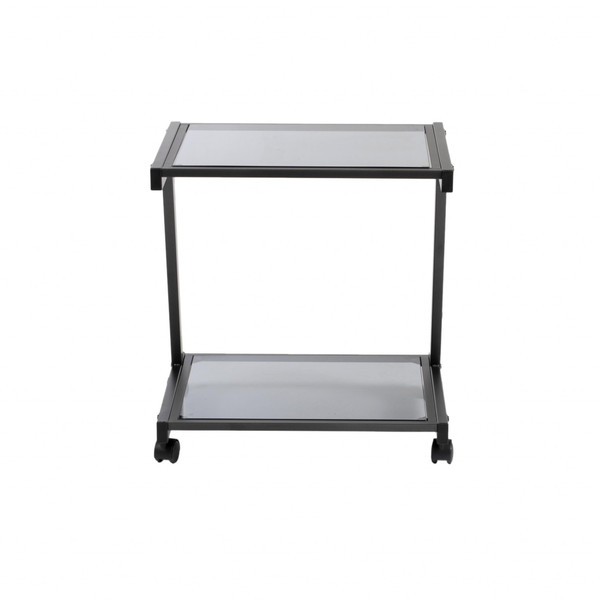Black And Smoked Glass Rolling Printer Cart (400795)
