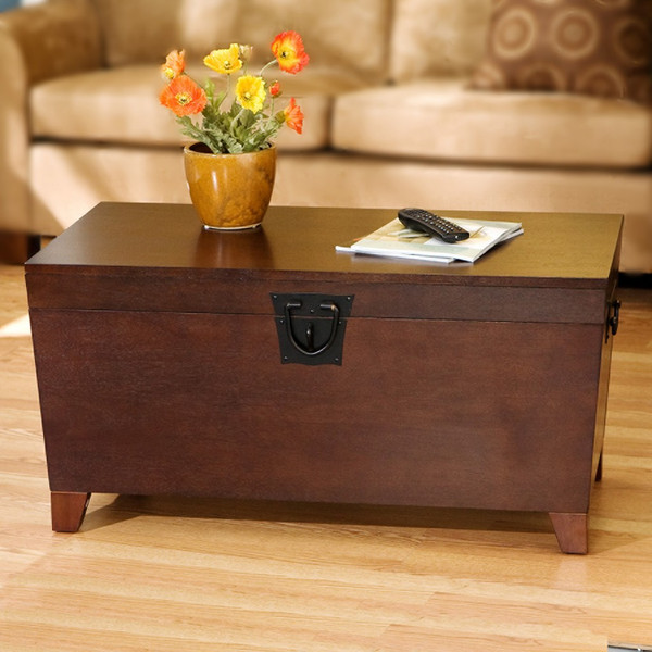 39" Brown Manufactured Wood And Metal Rectangular Coffee Table (402162)