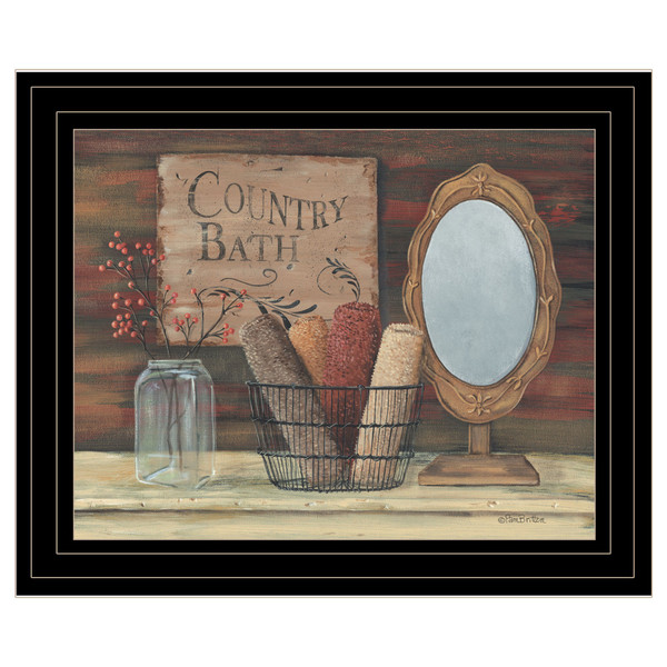 Country Bath 5 Black Framed Print Wall Art (404702)