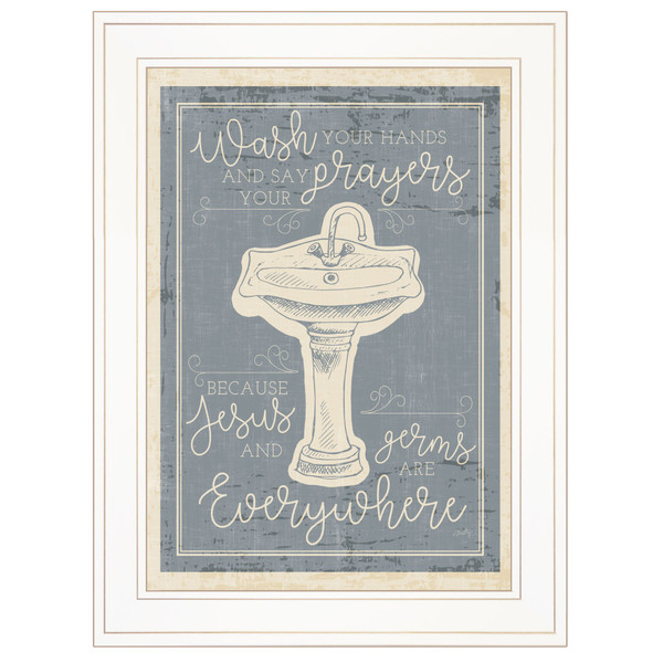 Wash Your Hands 6 White Framed Print Wall Art (405422)