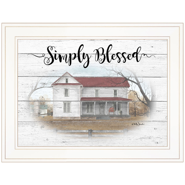 Simply Blessed Farmhouse White Framed Print Wall Art (406356)