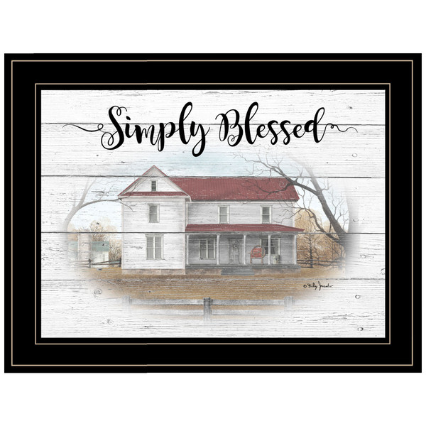 Simply Blessed Farmhouse Black Framed Print Wall Art (406357)