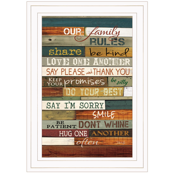 Our Family Rules 2 White Framed Print Wall Art (406541)