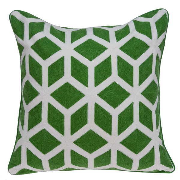 20" X 7" X 20" Transitional Green And White Pillow Cover With Poly Insert (334134)