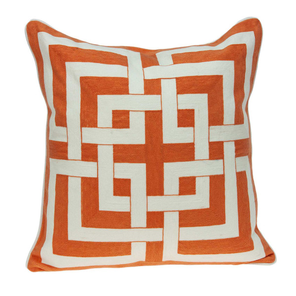 20" X 7" X 20" Transitional Orange And Off White Pillow Cover With Poly Insert (334139)