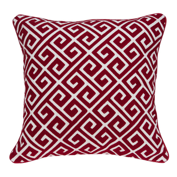 20" X 7" X 20" Transitional Red And White Cotton Pillow Cover With Poly Insert (334132)