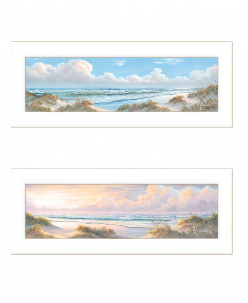 Set Of Two The Seascape 1 White Framed Print Wall Art (408206)