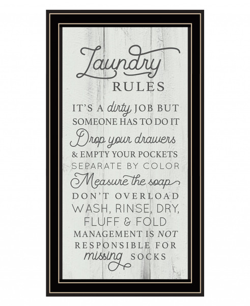 Laundry Rules 1 Black Framed Print Wall Art (416177)