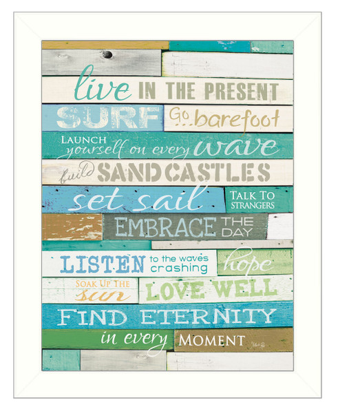 Live In The Present 4 White Framed Print Wall Art (416180)