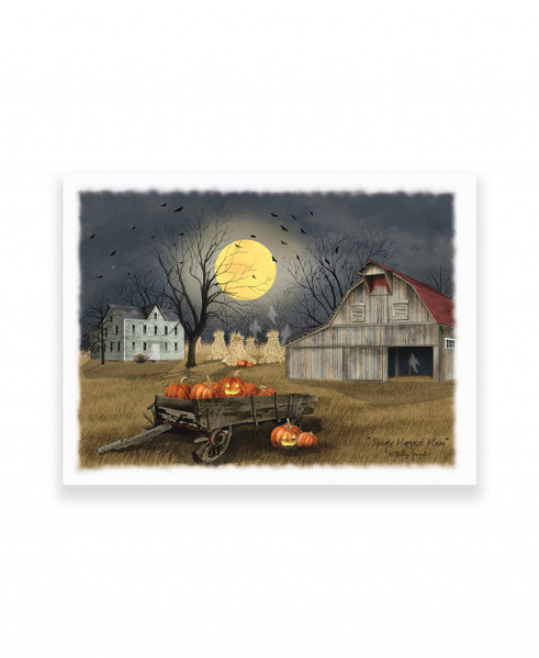 Spooky Harvest Moon 5 White Wrapped Canvas Print Wall Art (416197)